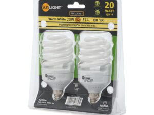 זוג נורות מיני ספירל 20W E14 אור חם