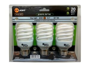 נורת מיני ספירל 20W E27 אור קר - מארז 3 יחידות