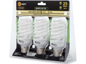 שלישיית נורות מיני ספירל 25W E27 אור חם