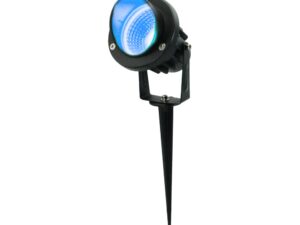 דוקרן לד לגינה שחור 6W 12V כבל 1.5 מטר אור כחול