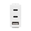 מטען 3 יציאות USB 2C+A PD 20W לבן 1 מודול ניסקו סוויץ’