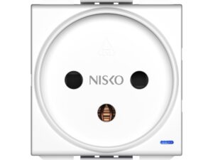 שקע כח כולל לד כחול 2 מודול לבן ניסקו סוויץ'