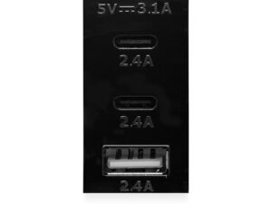 מטען USB כולל 3 יציאות 3.1A 2C+A  שחור 1 מודול ניסקו סוויץ'