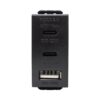 מטען 3 יציאות USB 2C+A PD 20W שחור מט 1 מודול ניסקו סוויץ’