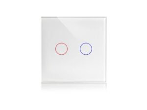 מתג טאץ' חכם לתאורה 2 לחצנים זכוכית לבנה WIFI 60mm
