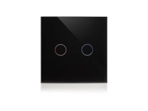 מתג טאץ' חכם לתאורה 2 לחצנים זכוכית שחורה WIFI 60mm