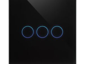 מתג טאץ' חכם לתאורה 3 לחצנים זכוכית שחורה WIFI 60mm