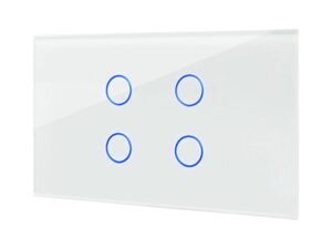 מתג טאץ' חכם לתאורה 4 לחצנים זכוכית לבנה 4 מודול  ZIGBEE