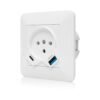 שקע כח עם מטען USB כפול מהיר TYPE C+A PD במארז בליסטר