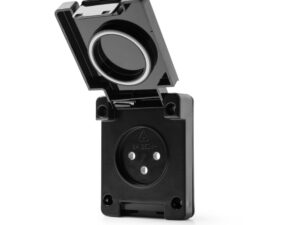 שקע ישראלי שחור IP65 ללוח/פאנל - דגם RME