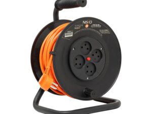 תוף מאריך ביתי שחור 25 מטר 3X1.5mm כולל 4 שקעים ישראליים