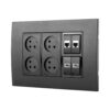 עמדת HOME & OFFICE תחת הטיח שחור מט 6 מודול, 4 שקעים ומתאם ניסקו סוויץ’
