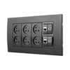 עמדת HOME & OFFICE תחת הטיח שחור מט 8 מודול, 6 שקעים ומתאם ניסקו סוויץ’