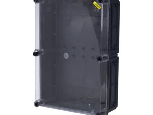 קופסת CI46 עם בסיס שחור, מכסה שקוף 500X350X150