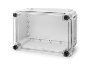 קופסת CI3 עם בסיס אפור, מכסה שקוף 250X175X150