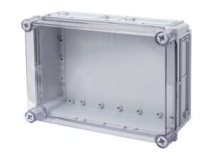 קופסת CI4 עם בסיס אפור, מכסה שקוף 350X250X150
