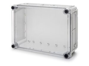 ארגז בנוני CI4 נמוכה עם בסיס אפור, מכסה שקוף 350X250X130