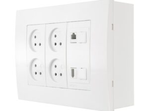 עמדת NISKO OFFICE על הטיח לבן 6 מודול, 4 שקעים, 1 מחשב 1 טלפון
