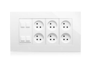 עמדת  HOME & OFFICE תחת הטיח 8 מודול, 6 שקעים ומתאם קיסטון