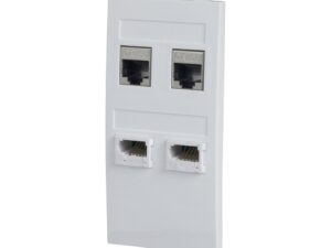 מודול תקשורת לבן עם 2 שקעי מחשב ו-2 שקעי טלפון לעמדת NISKO OFFICE