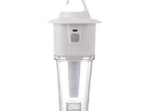 תאורה נטענת ניידת לבנה קמפינג 40 עם כבל USB ופנס